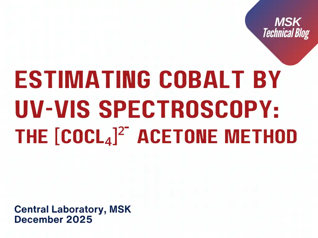 Estimating Cobalt by UV-Vis Spectroscopy: The [CoCl?]²? Acetone Method 